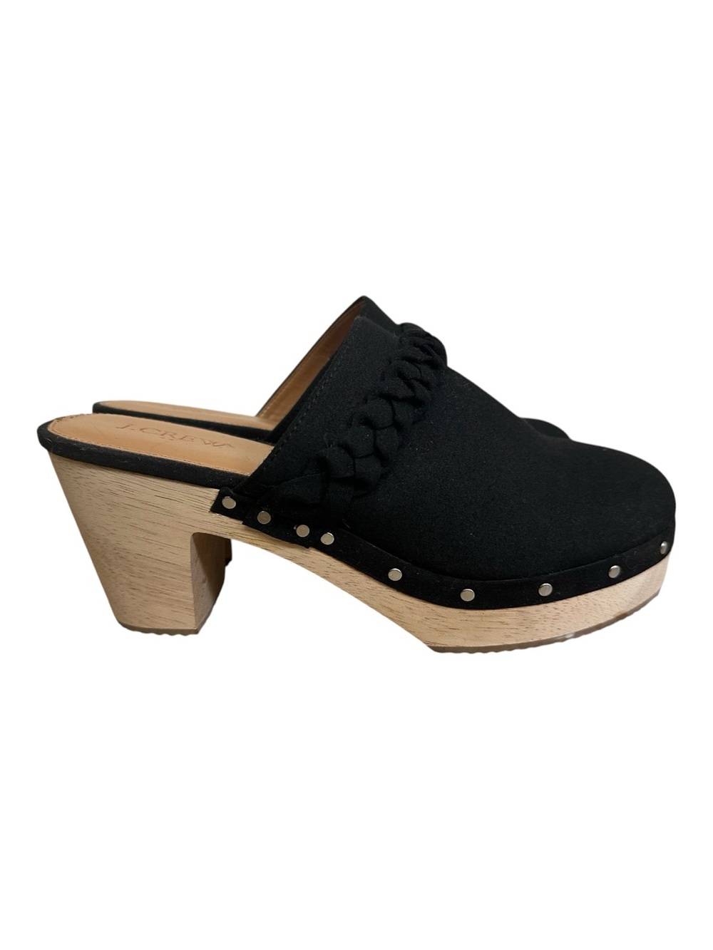 J. Crew Black Suede Braided Mules - Women's Slip-On Clogs